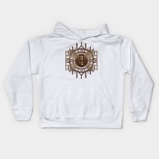 Decadent number four in golden retro art deco style pattern Kids Hoodie